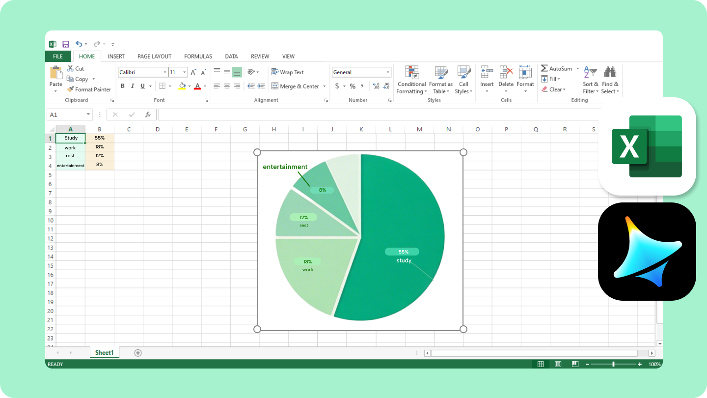 how do i create a pie chart in excel