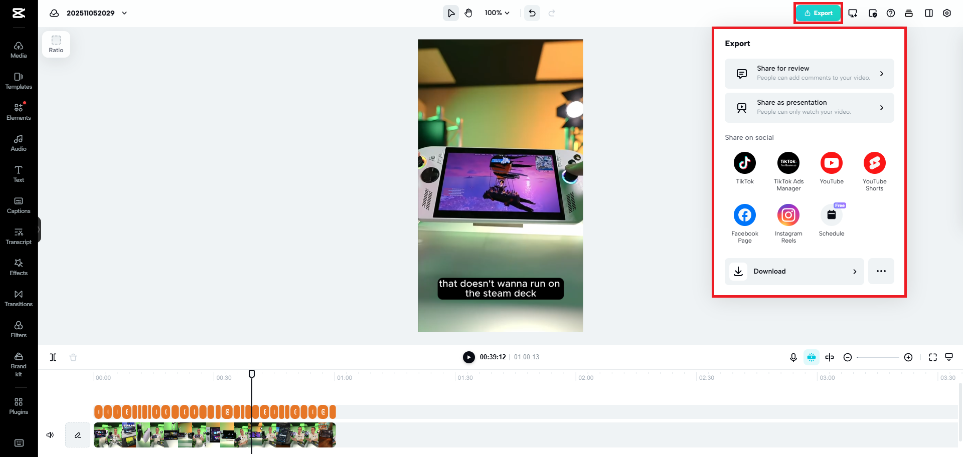 Export your video