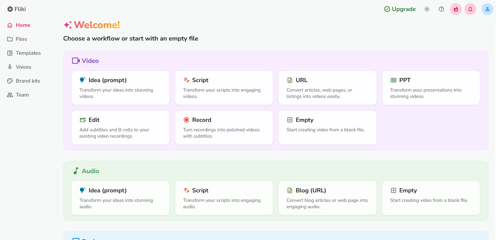 Fliki AI's interface