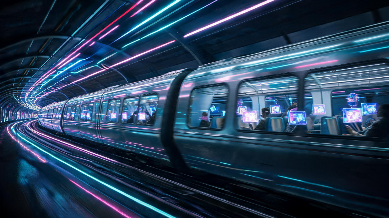 Futuristic metro tunnel motion shot visual