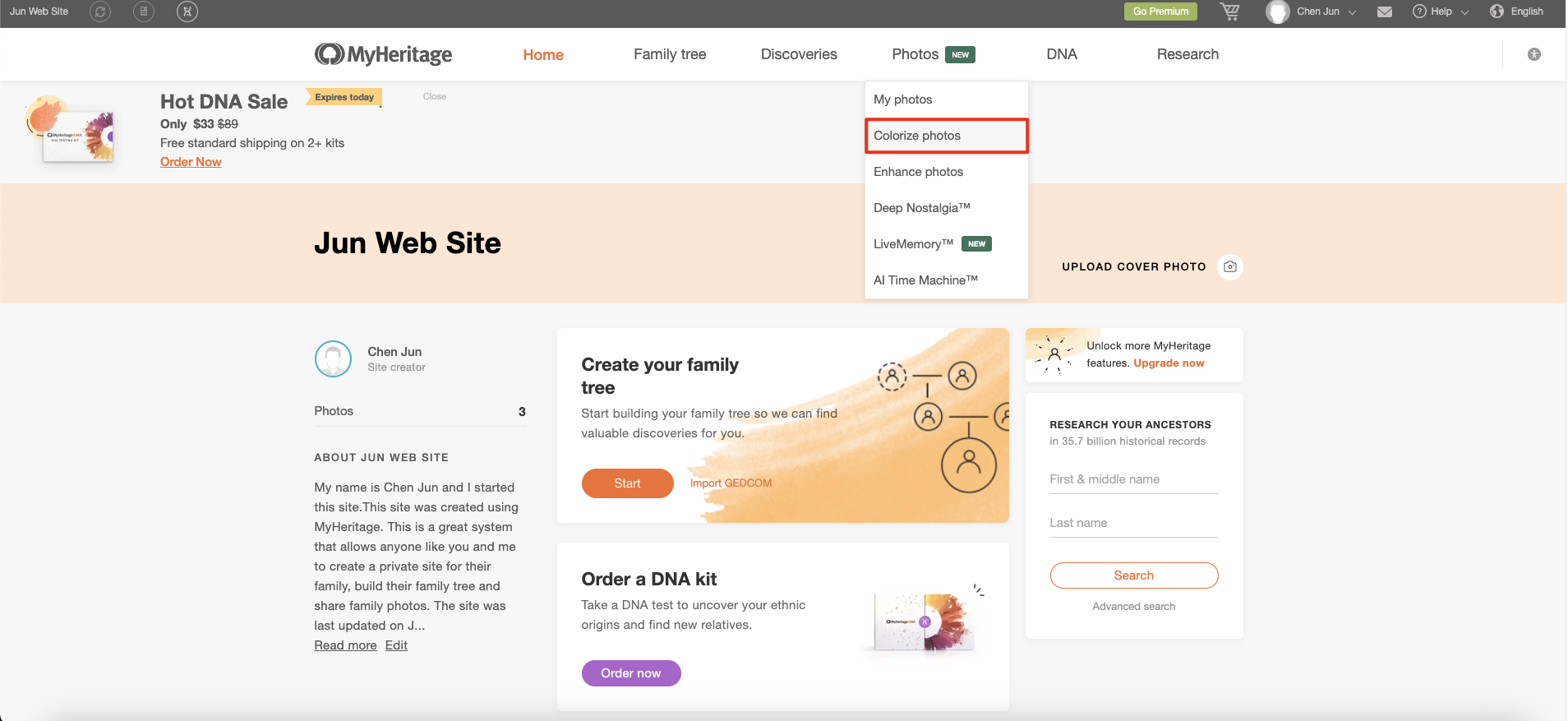 myheritage photo enhancer cost