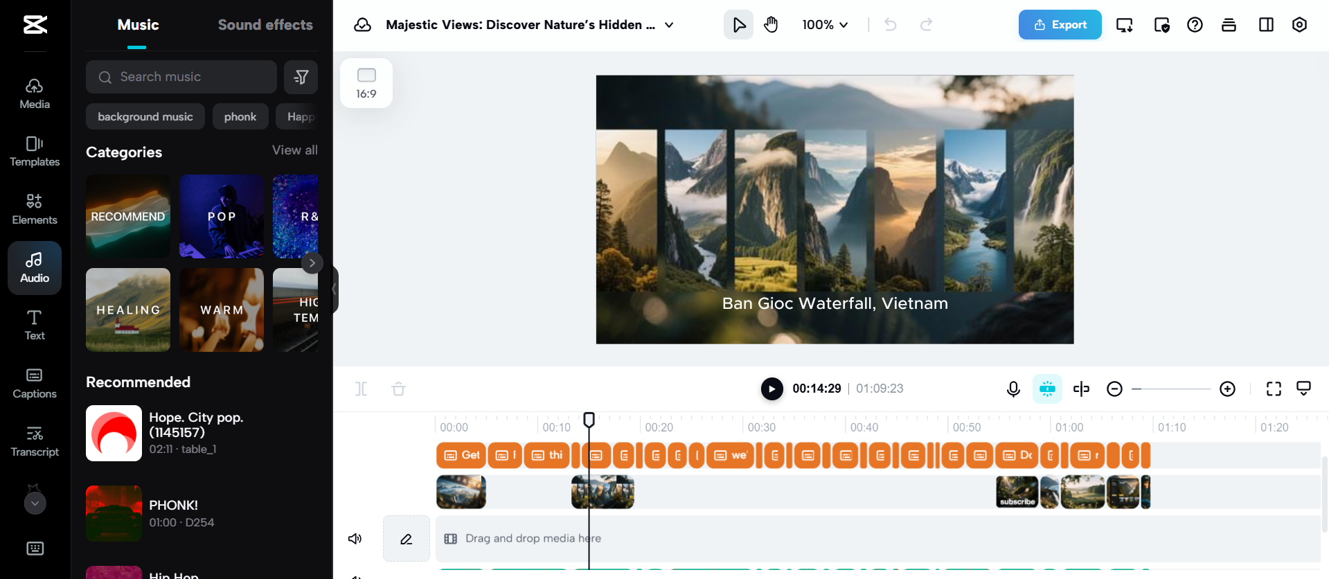 Interface of the CapCut Web - the best tool to convert prompts into videos