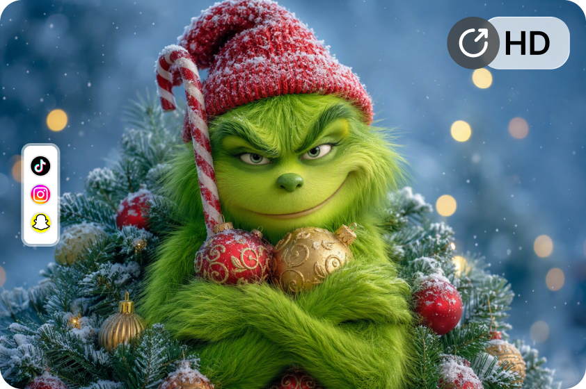  A side-by-side comparison of a Dreamina generated Grinch photo and a Snapchat one