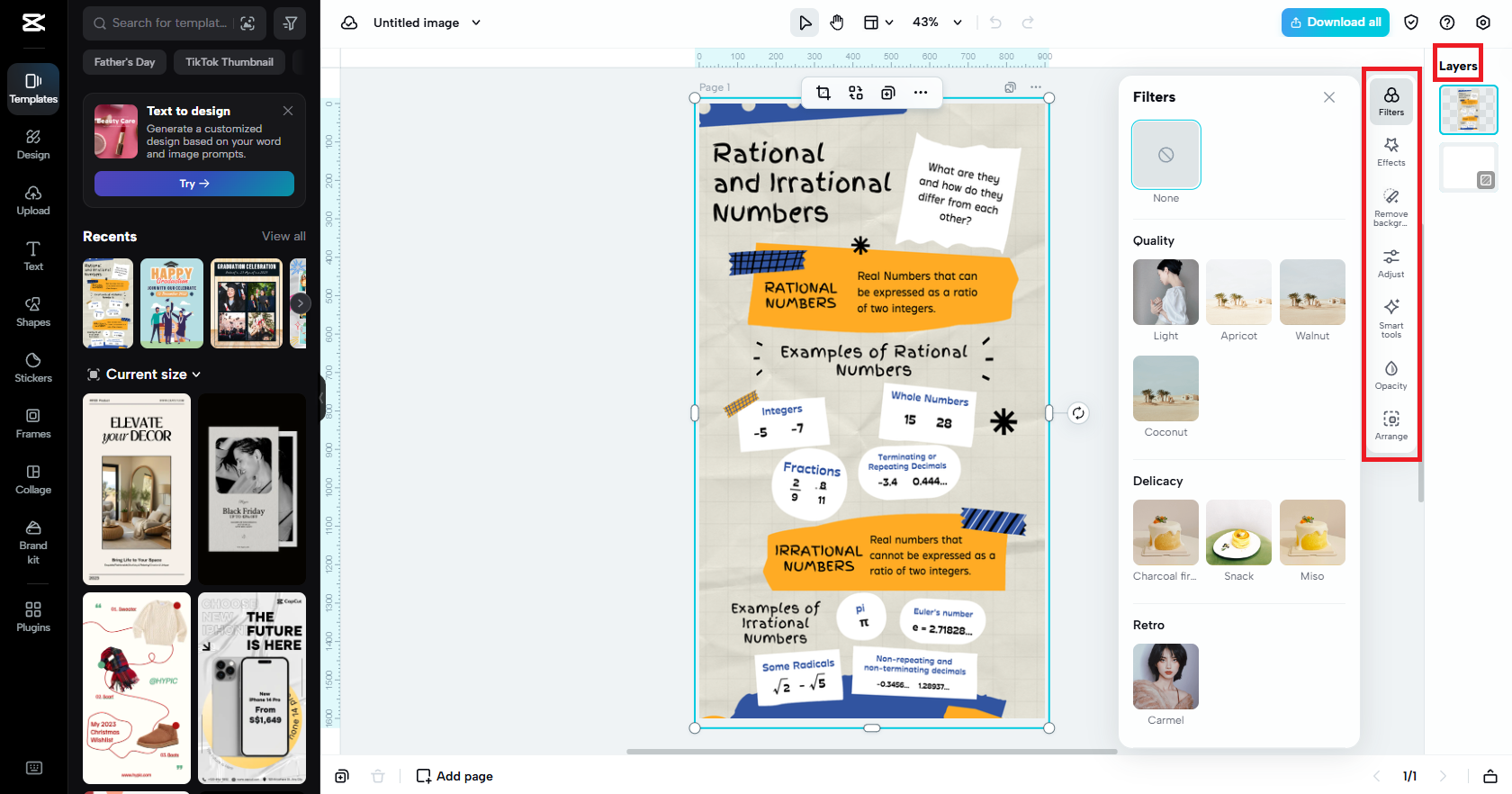 Customize your infographic template with filters, effects, etc.