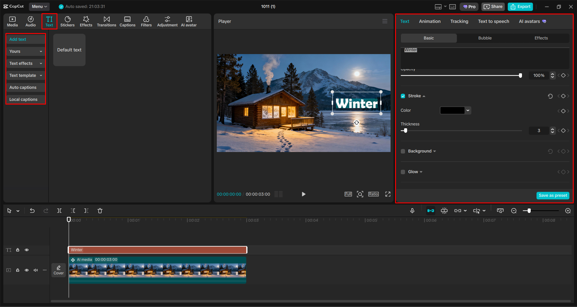 Customizing the image with the CapCut desktop video editor