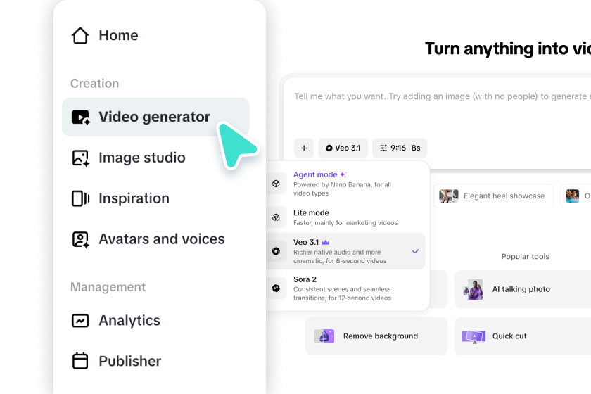 Write a prompt and choose a mode 