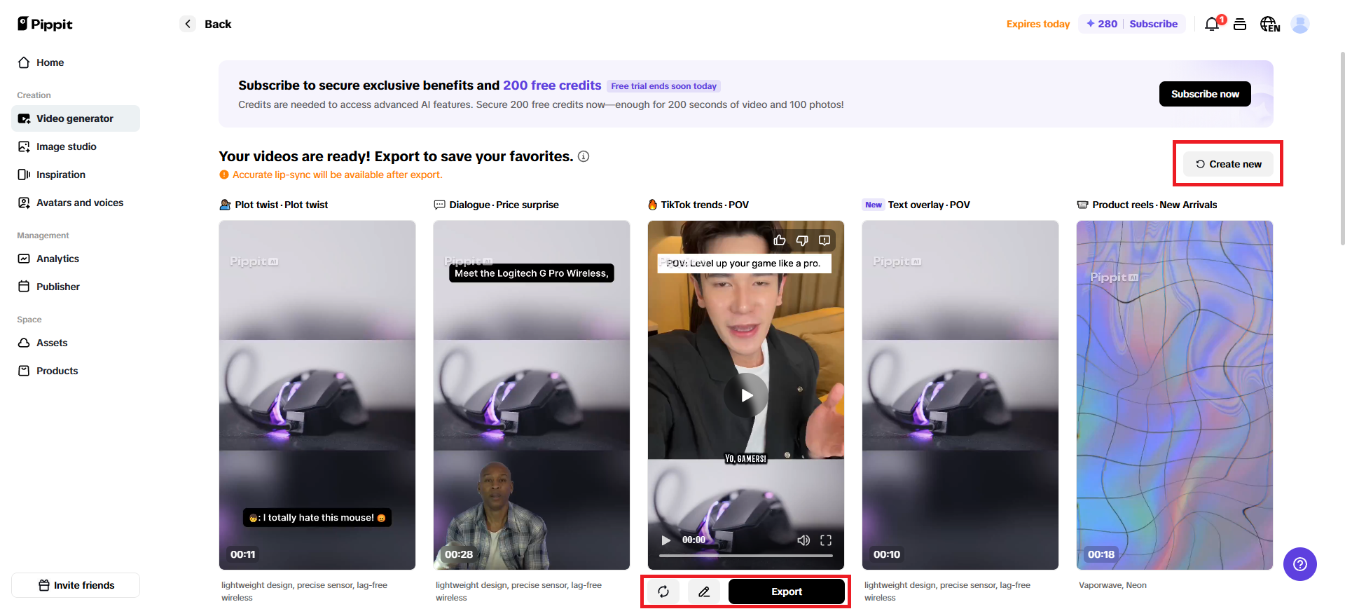 Select your preferred video
