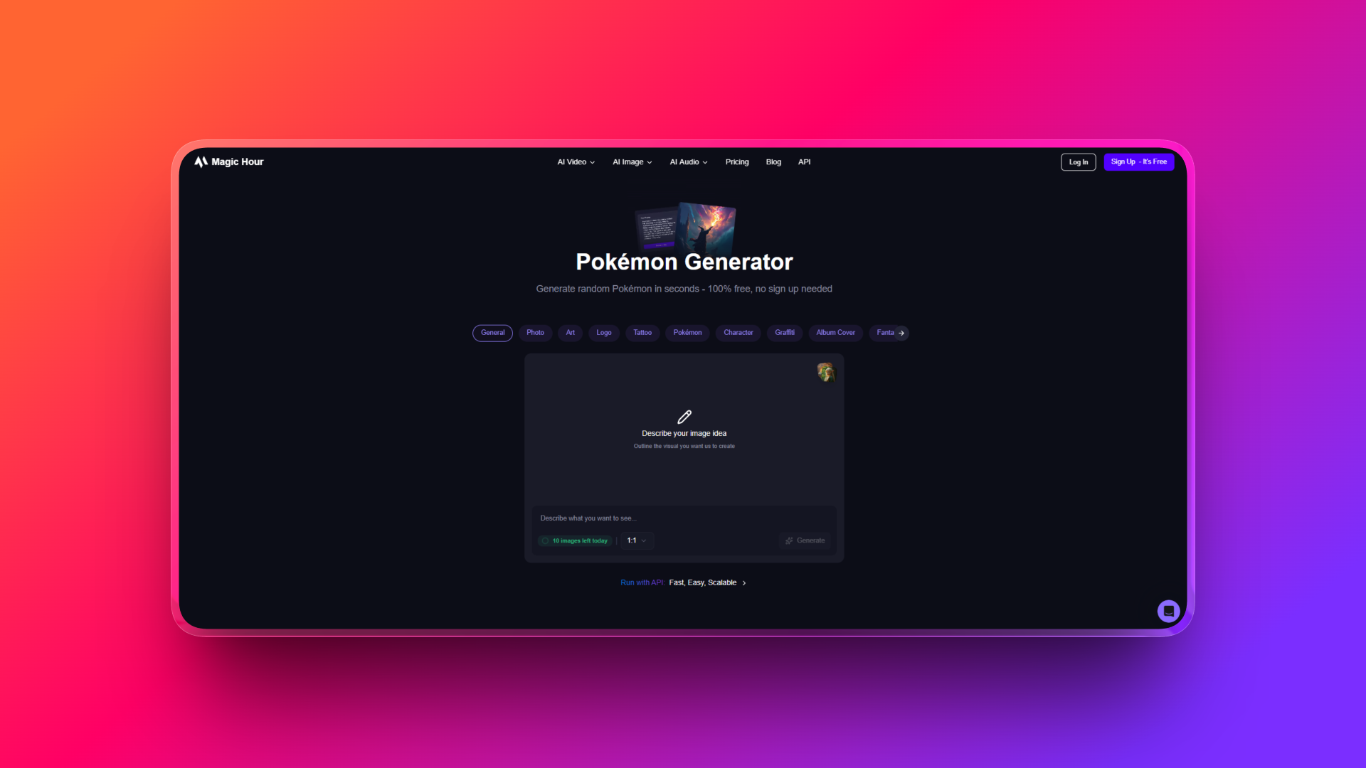 AI Pokémon generator by Magic Hour