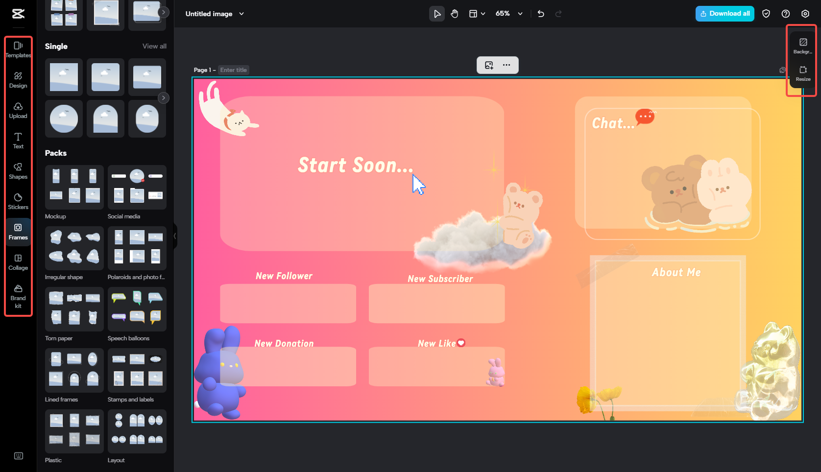 Create the Twitch overlay using diverse elements in CapCut
