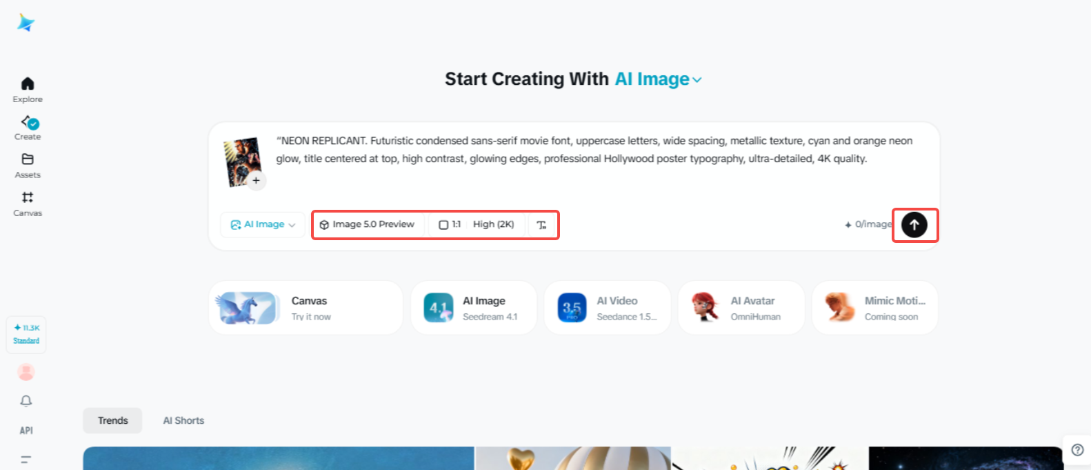 Creating the movie poster font in Dreamina