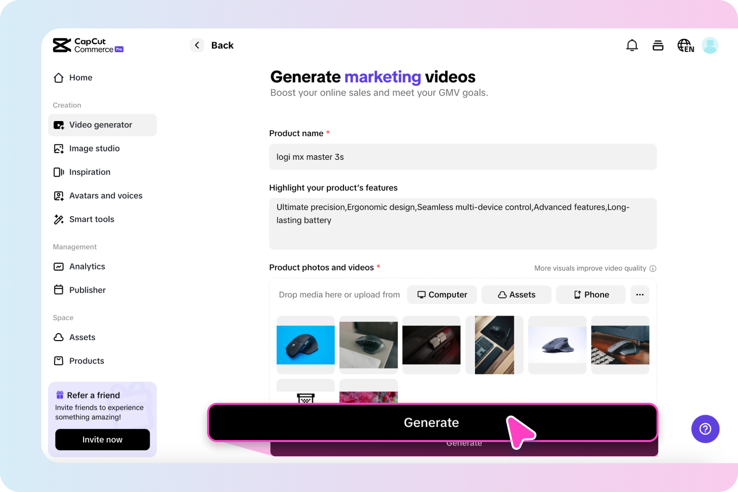 Customize the video