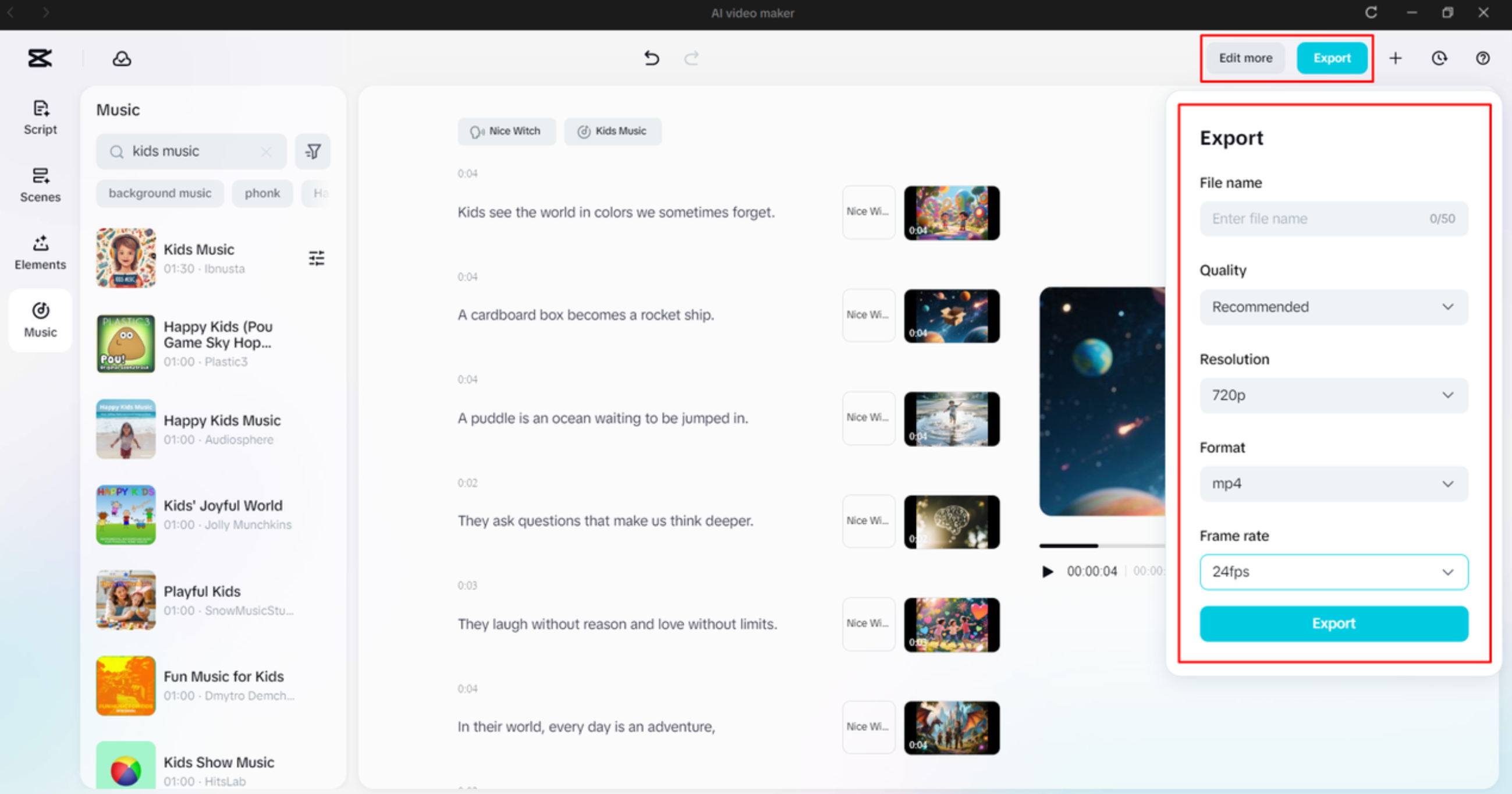 Exporting a video from the CapCut desktop video editor