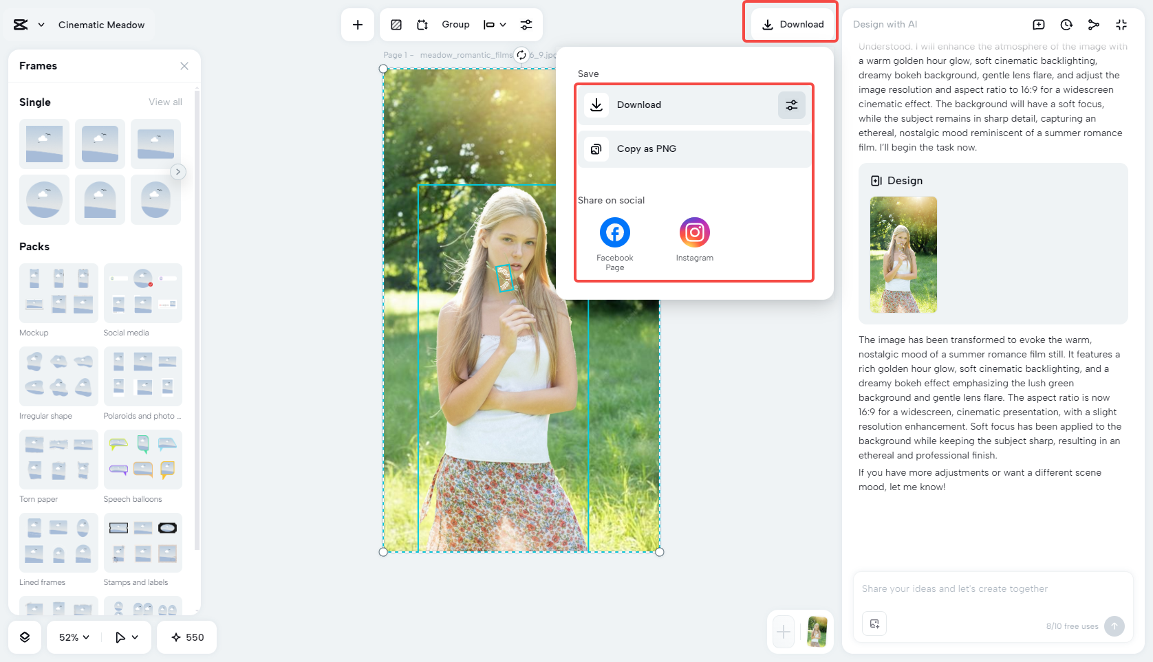 Export the edited image