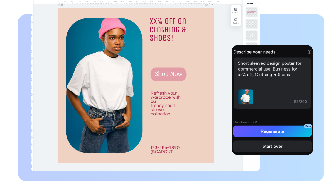  CapCut Web's AI poster generator from text