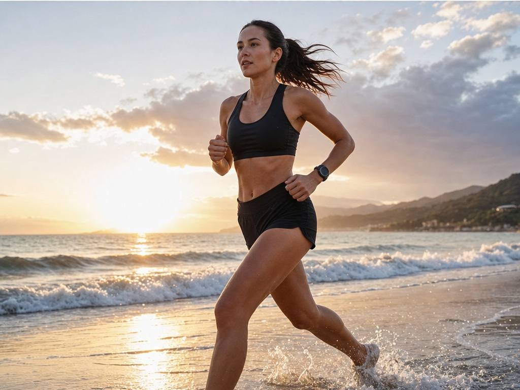 MeiGen AI für Mädchen Alternative Prompt Beispiel 4 - Sunrise Beach Runner
