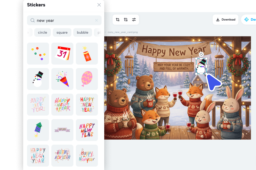 Refine your generated HNY greetings cards