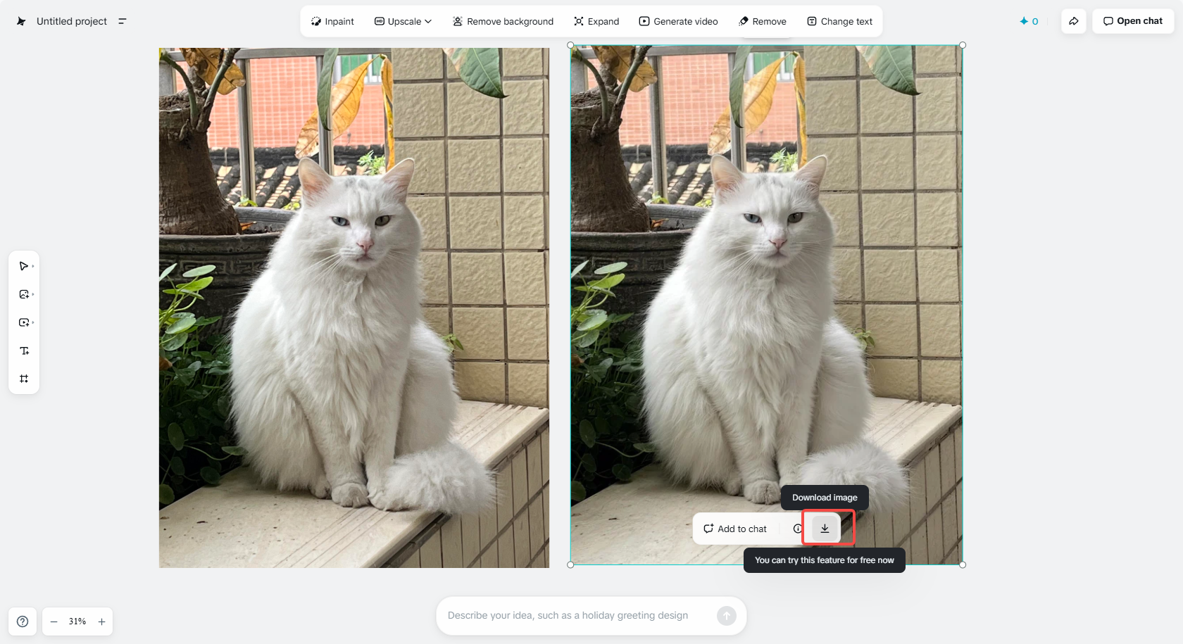 Exportando tu foto borrosa en Dreamina