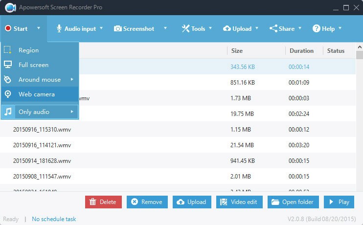 Antara muka Apowersoft - perakam skrin terbaik untuk PC dengan audio dalaman