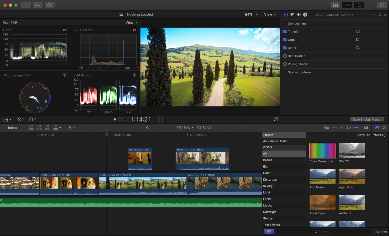 Panghuling Cut Pro interface