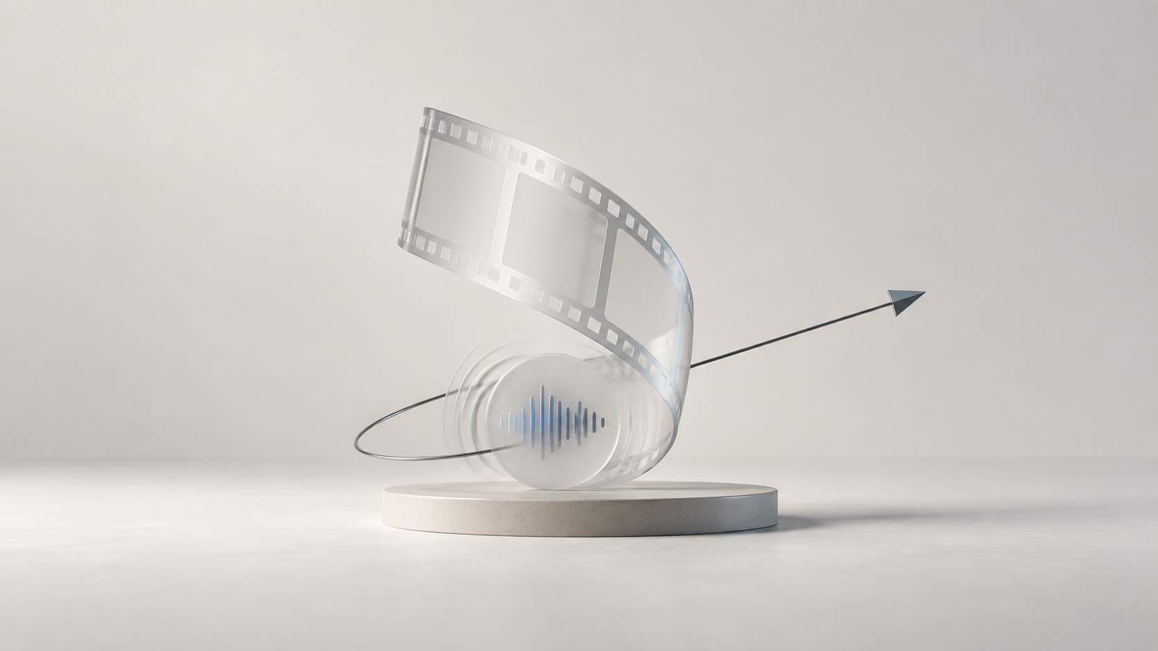 Minimal na translucent film frame na may audio ripple at motion line