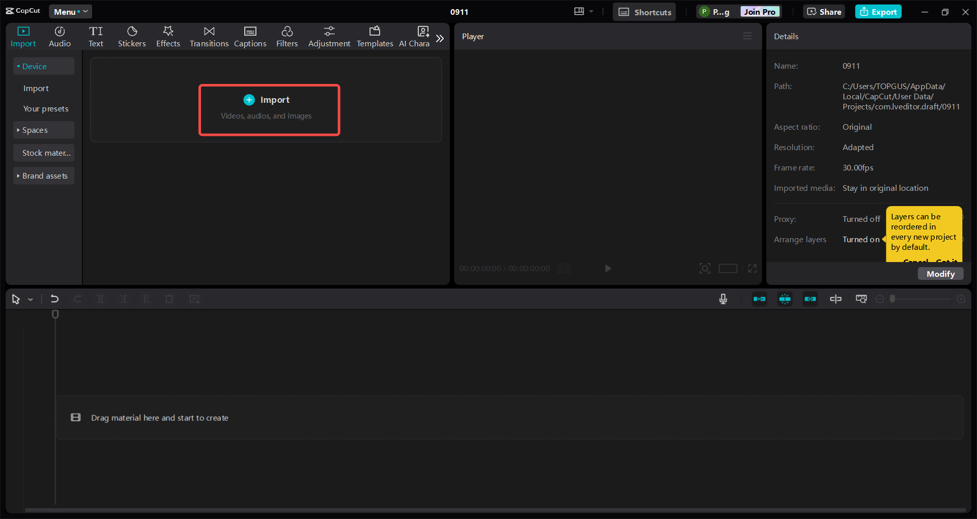 Pag-import ng video sa CapCut