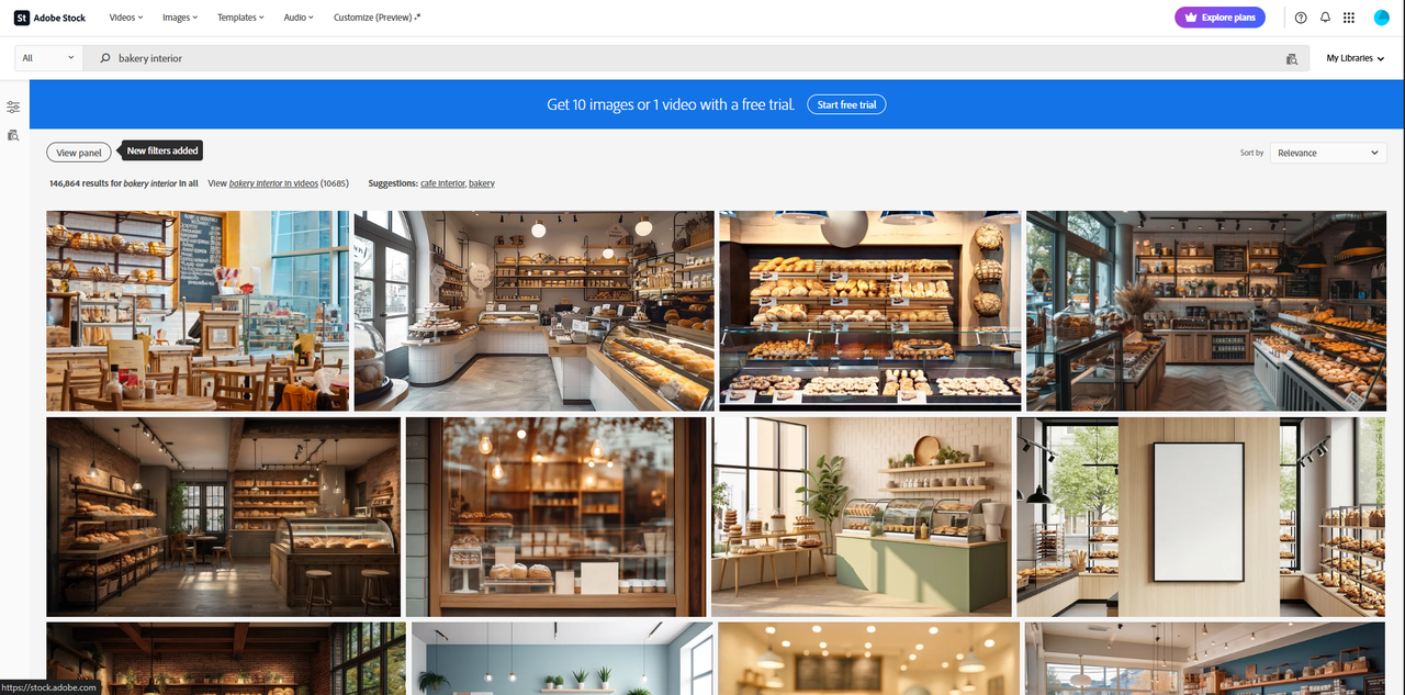 Interface of Adobe Stock - one of the best places to find interior designs 