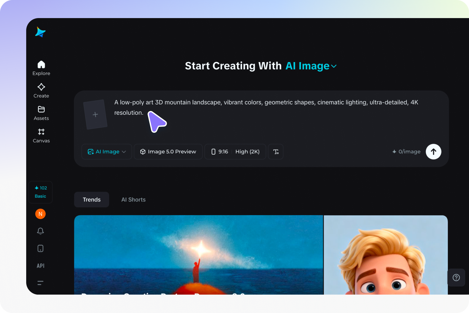 Write prompt for low-poly art