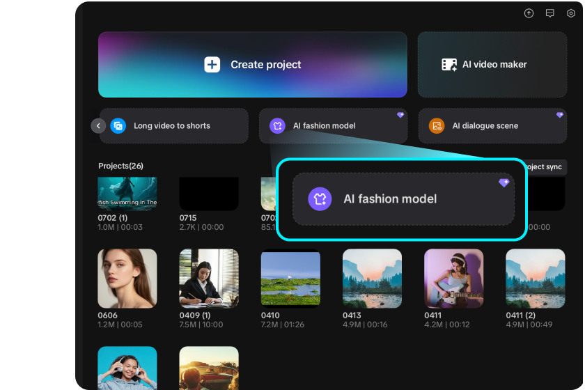 Lancement de l'outil de modèle de mode IA de CapCut