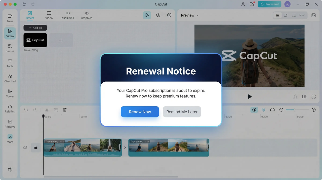 renewal notice on CapCut