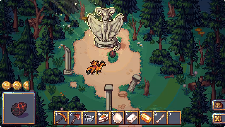 Pixel art of a mini-game scene with characters