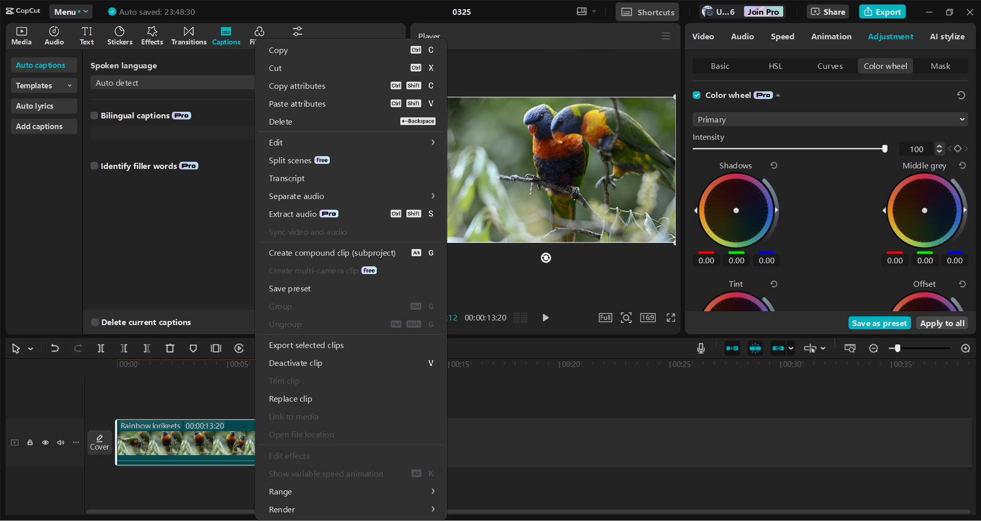 Interface of the CapCut desktop video editor - another way to edit image sequences as videos