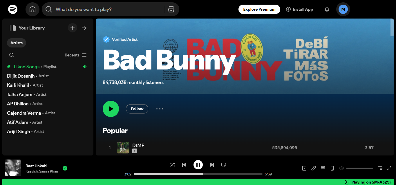 Bad Bunny - the top artist of all time on Spotify