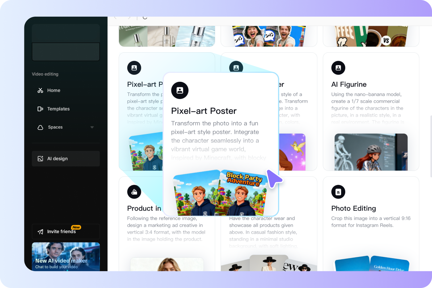 Accessing the Pixel-art Poster in CapCut