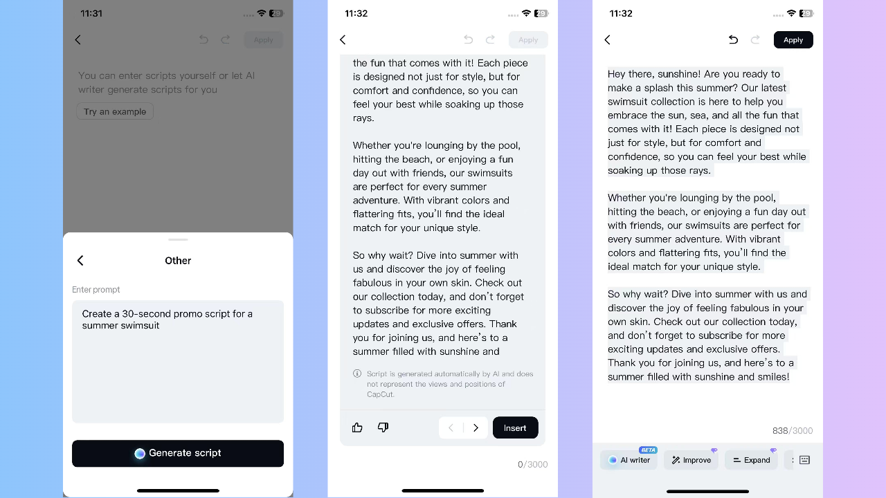應用生成的腳本