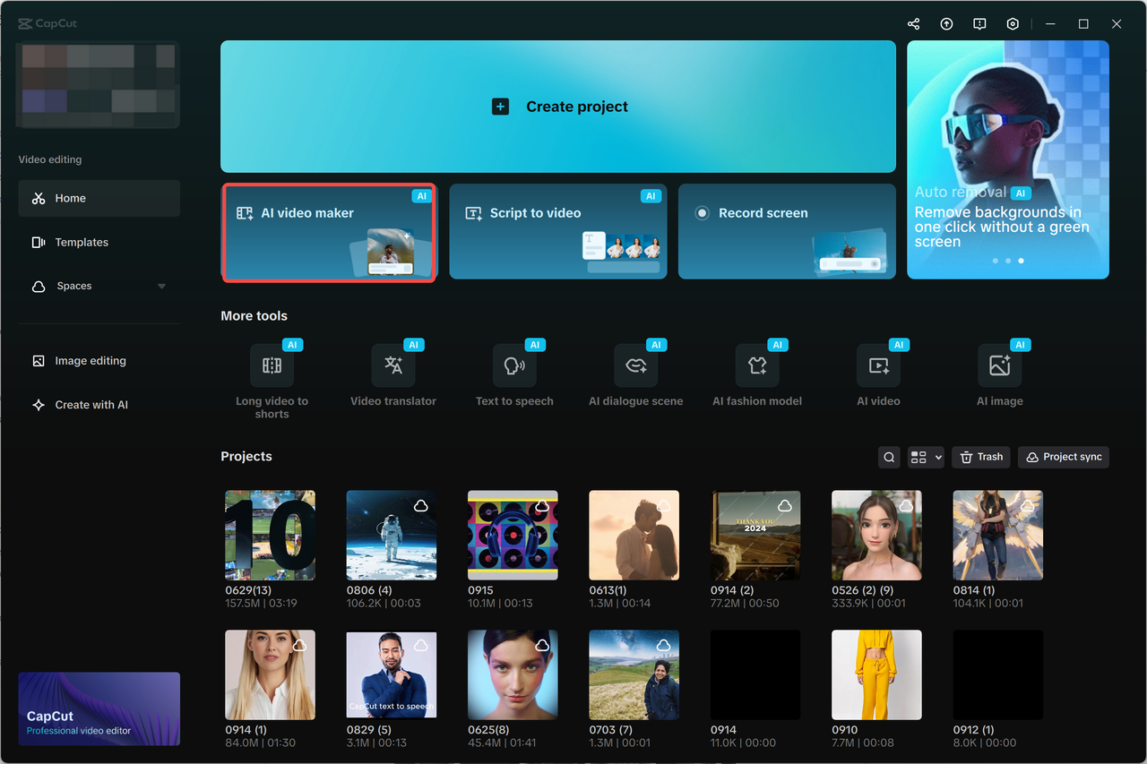 Access the AI video maker