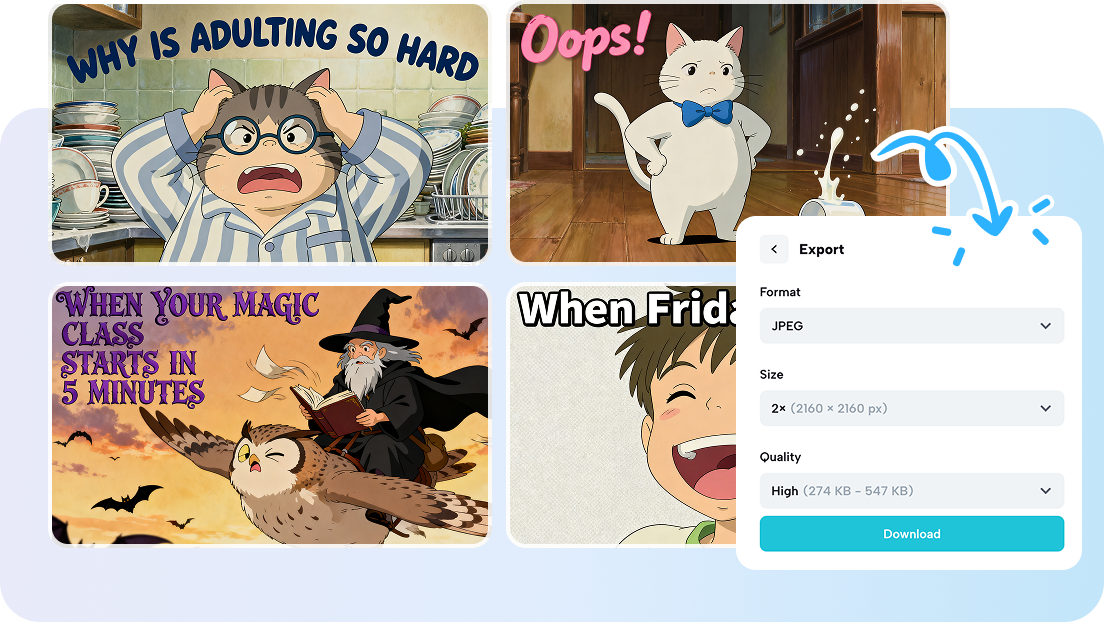 Create Ghibli-style memes and wallpapers