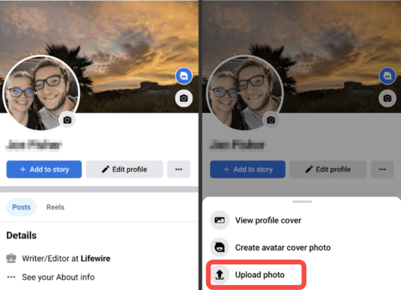 Showing how to update a cover photo on Facebook page