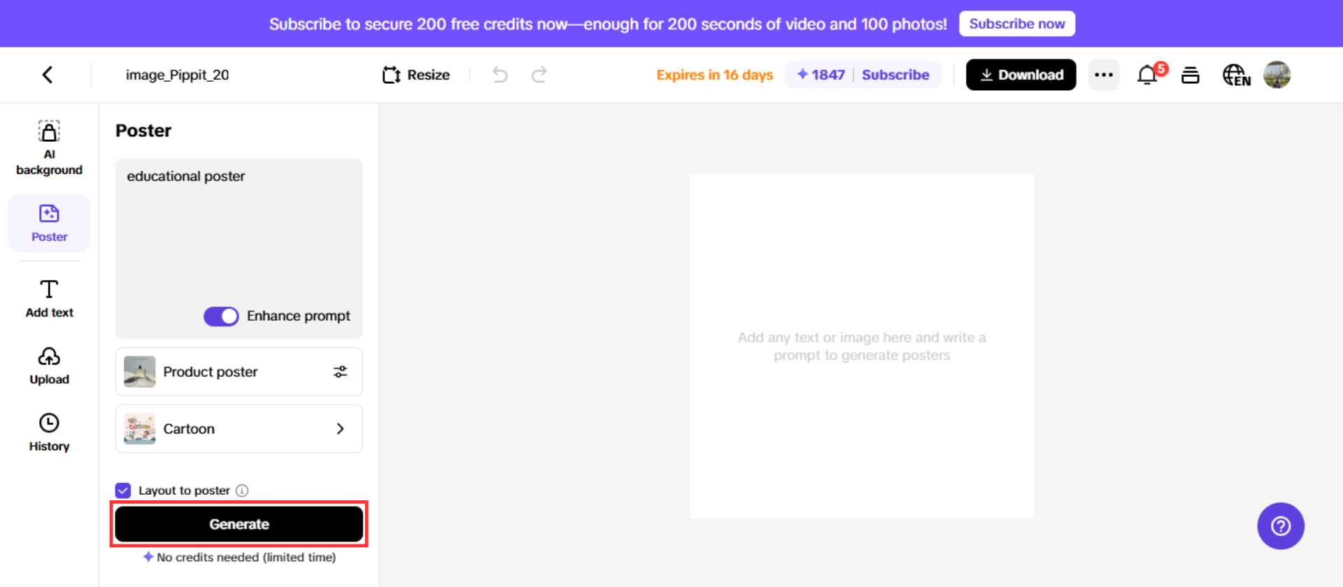 Generate your distance education poster