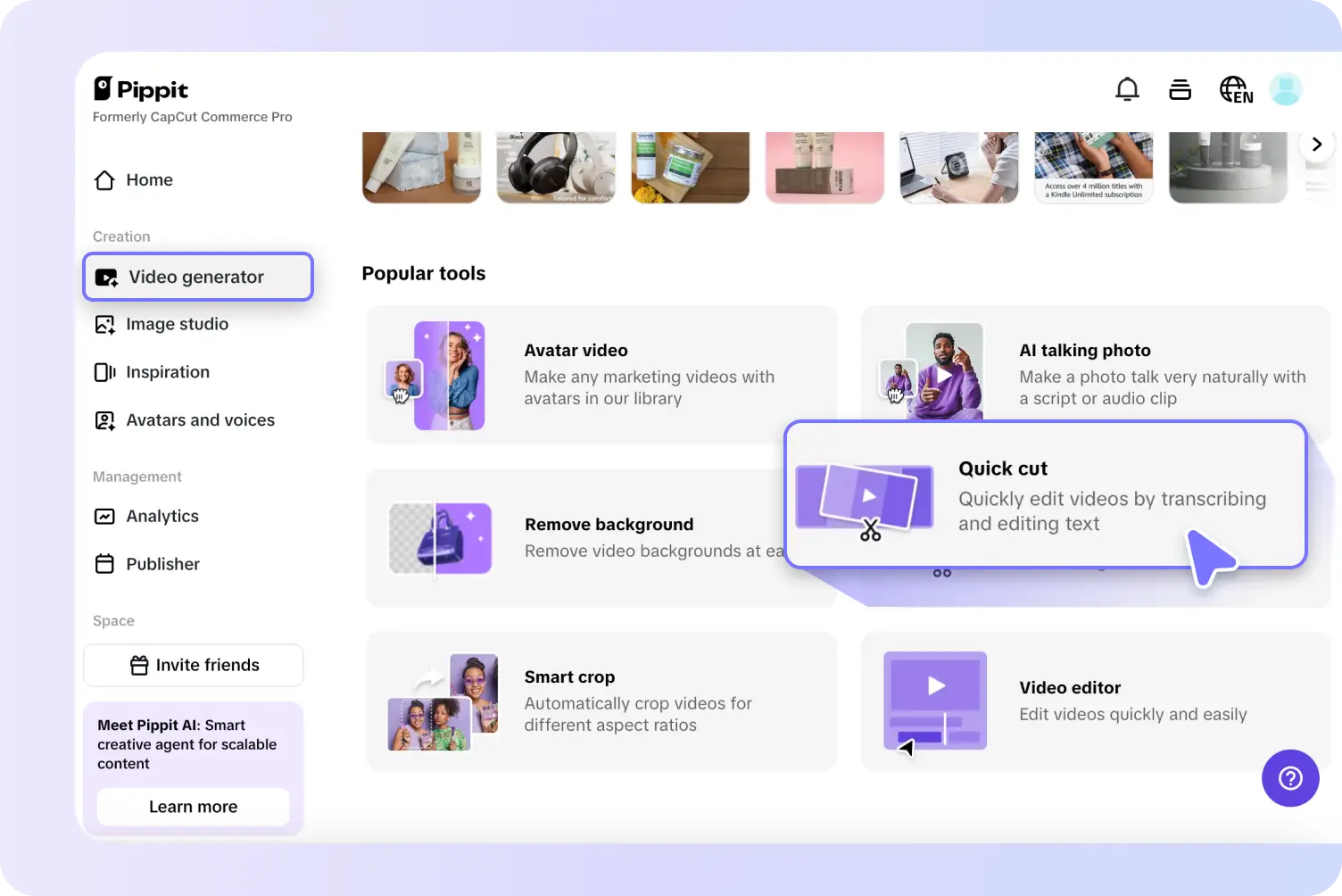  Upload the video to Quick cut