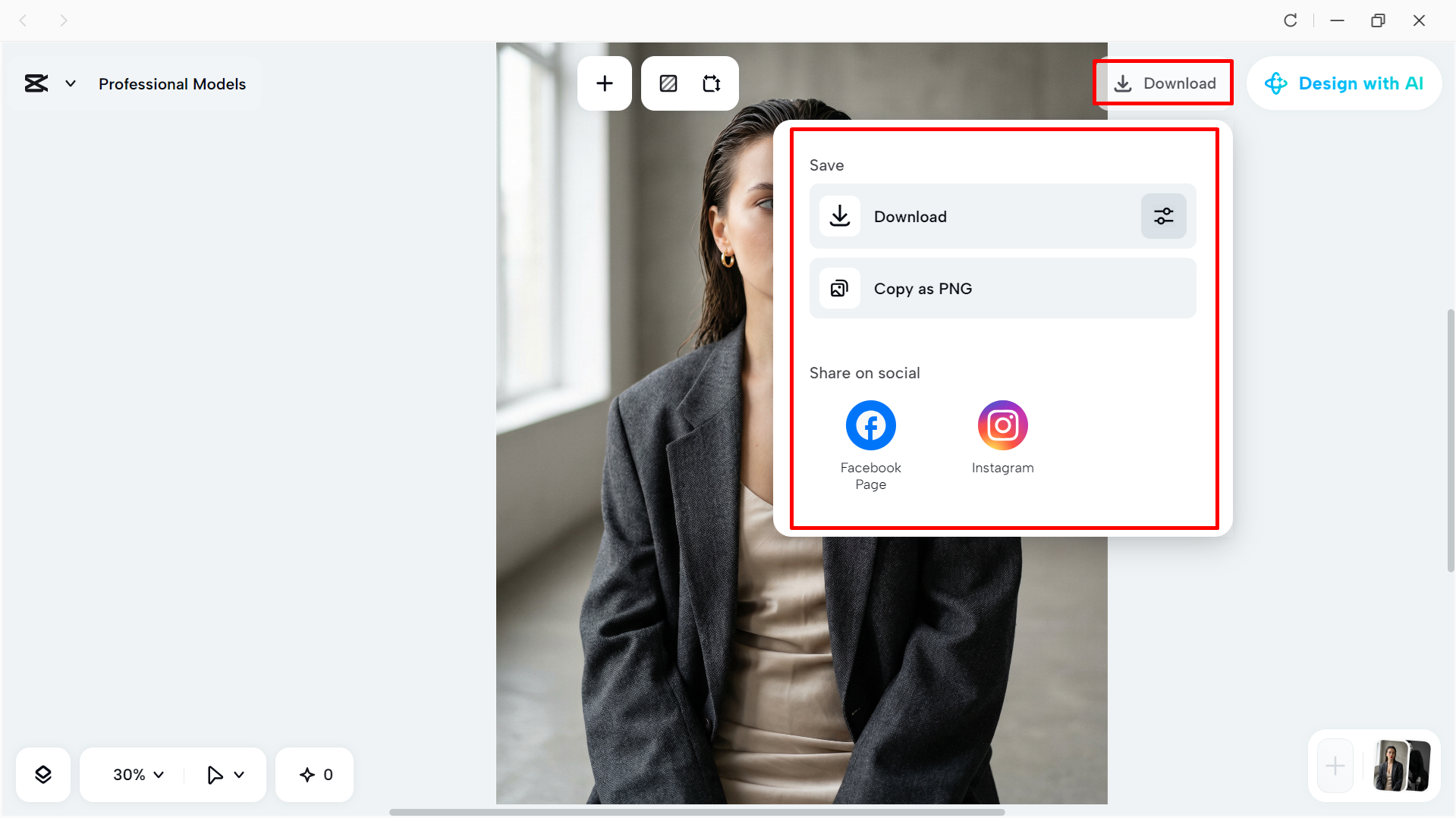 Download a high-contrast image from the Capcut desktop video editor