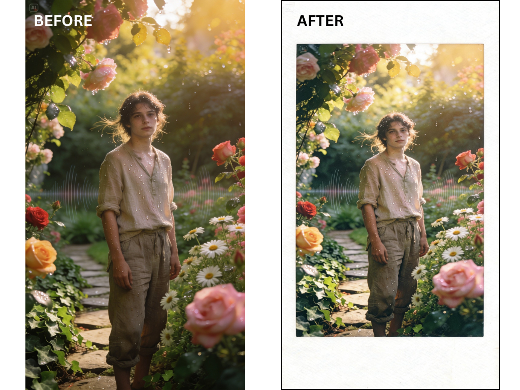 Prompt untuk efek polaroid potret hangat