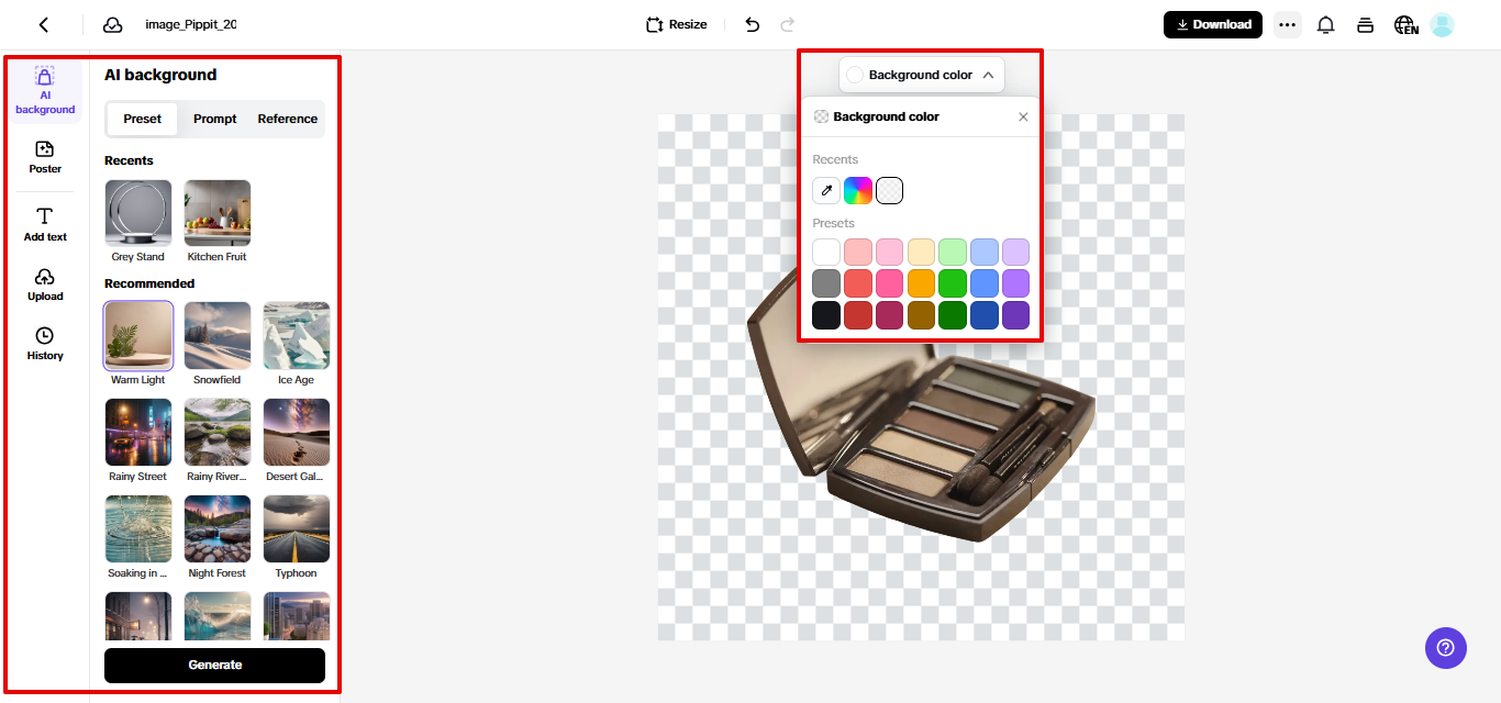 Creating product photo