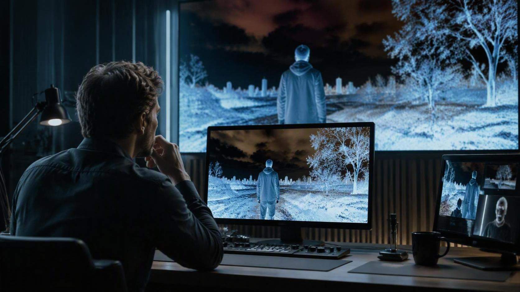 16: 9 vídeo negativo cinematográfico visual para Dreamina, cena 1.