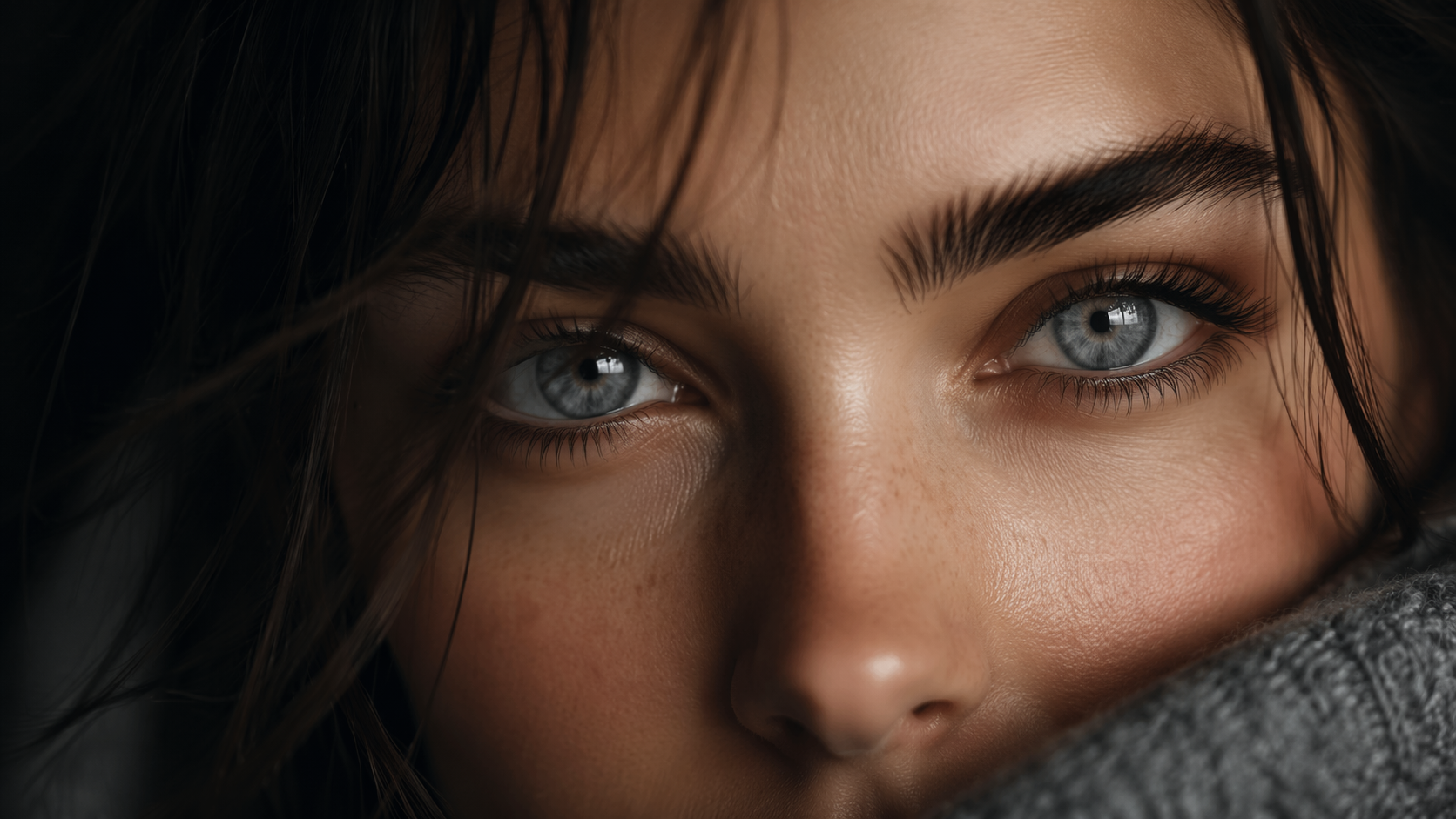 Dreamina eye color test: Gray cinematic eyes