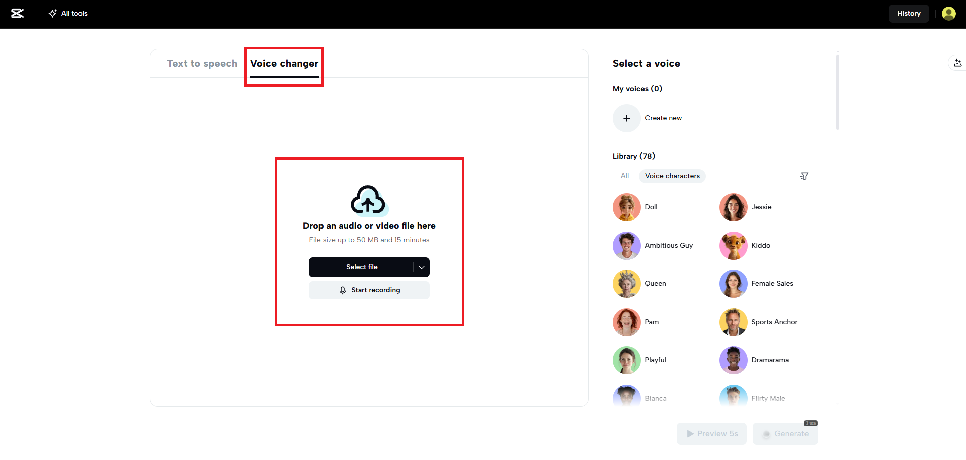 Upload your media file