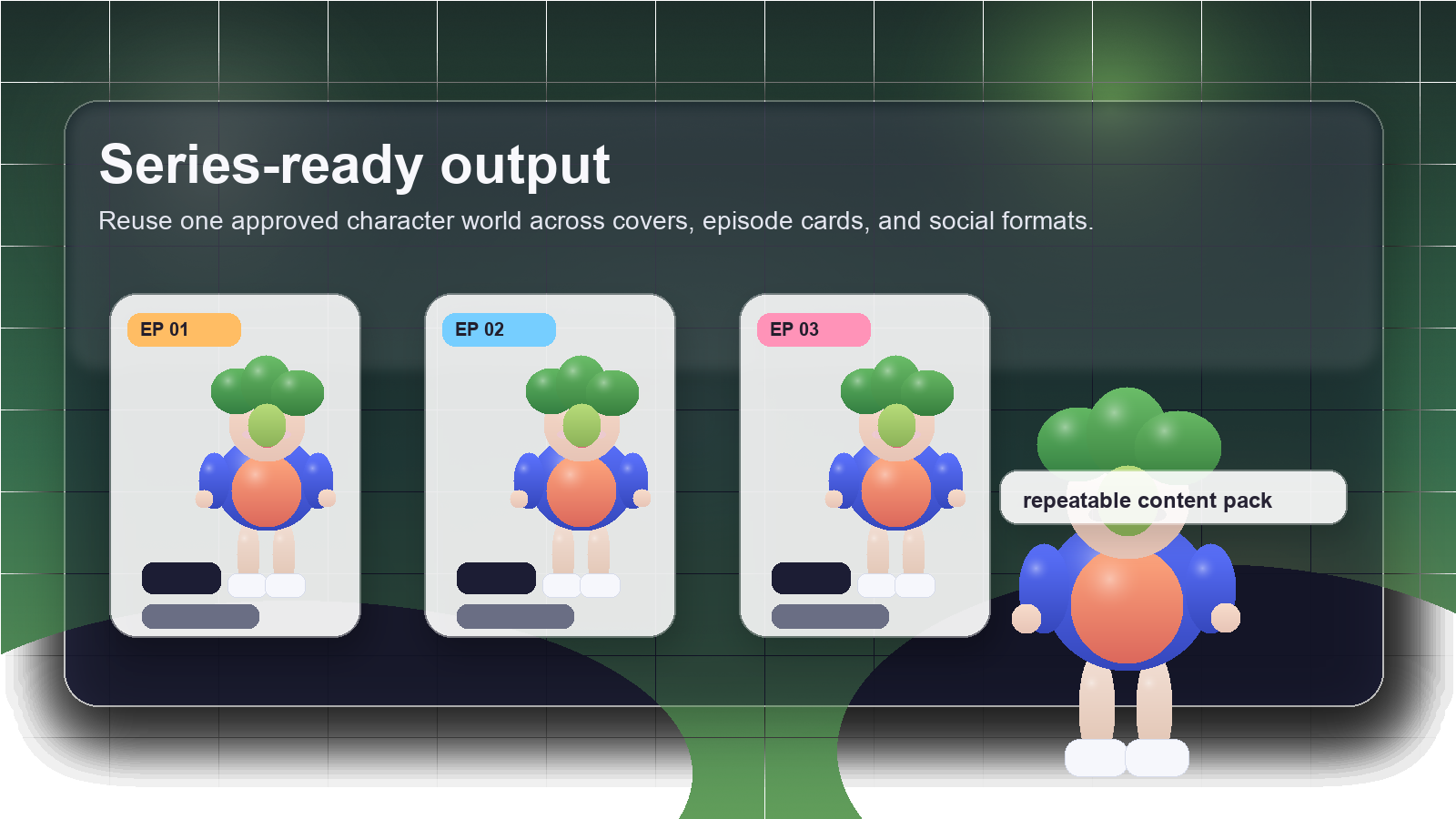 Expanded AI vegetable people content system with multiple polished asset variations