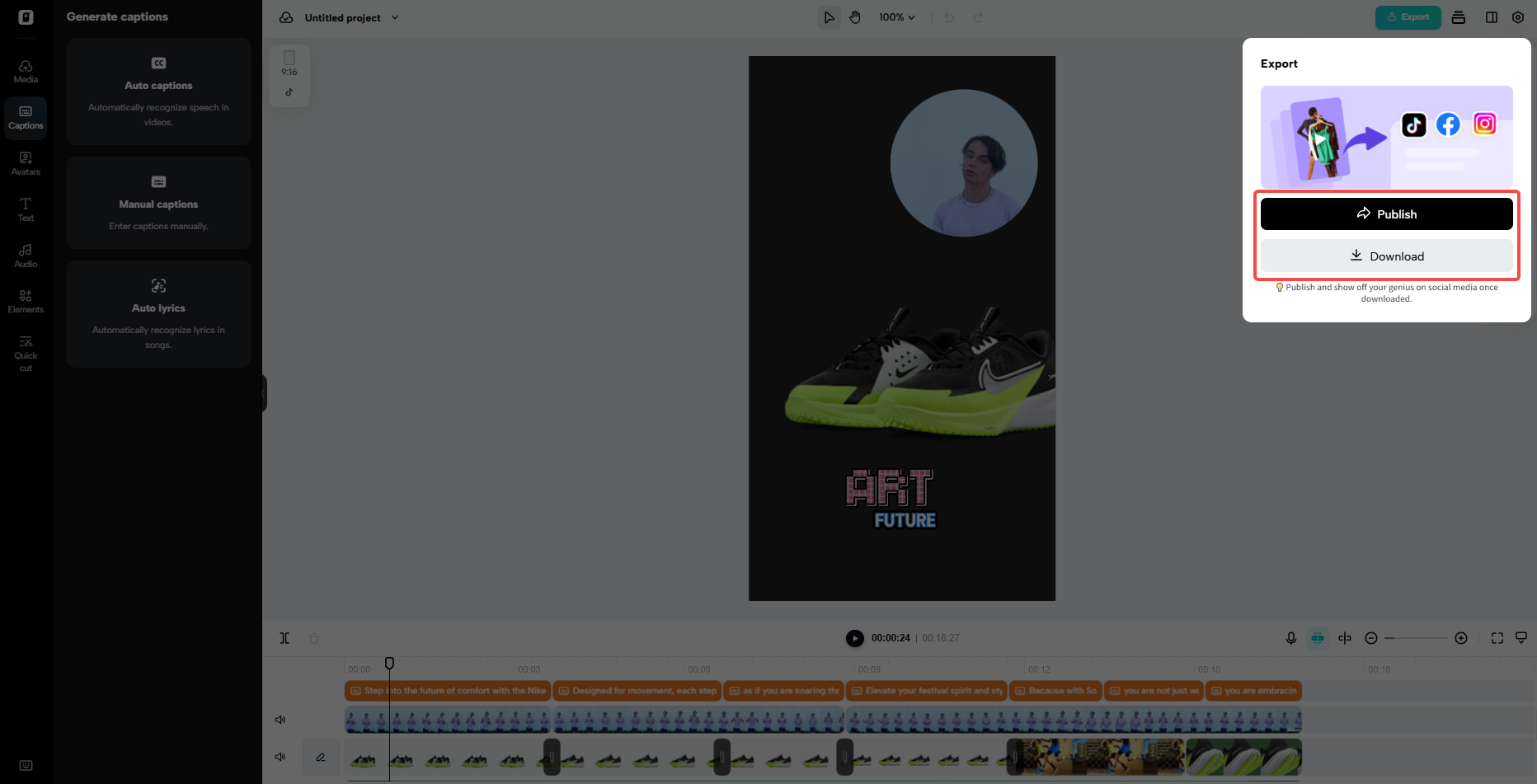 Export & share to social platforms