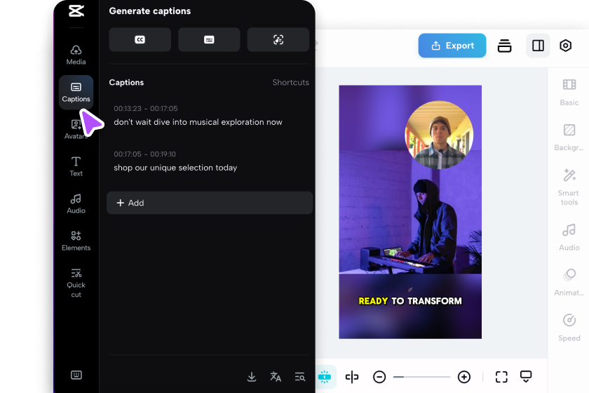 Adjust settings and start generating 
