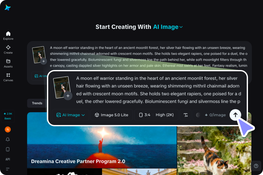  Carregue uma imagem de referência e insira um prompt