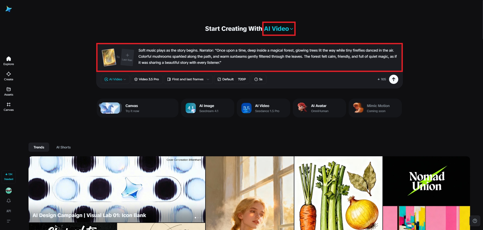 Open AI Video and add a storytelling motion prompt